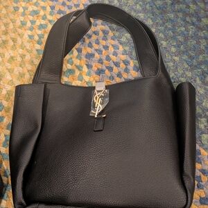 Black Pebbled Leather Shoulder Bag